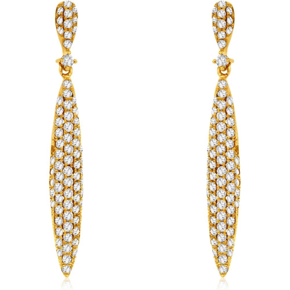 Royal 14K Yellow Gold Diamond Earrings - 1.15 Carat Total Diamond Weight