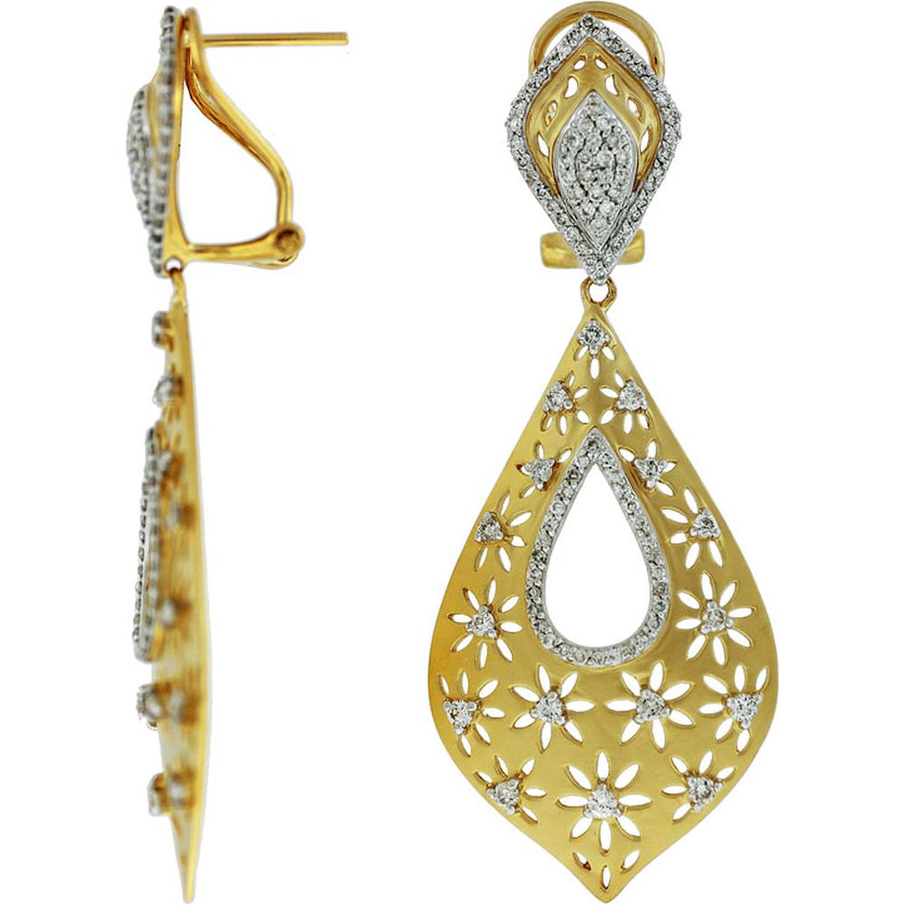 Royal 14K Yellow Gold Diamond Earrings - 1.25 Carat Total Weight