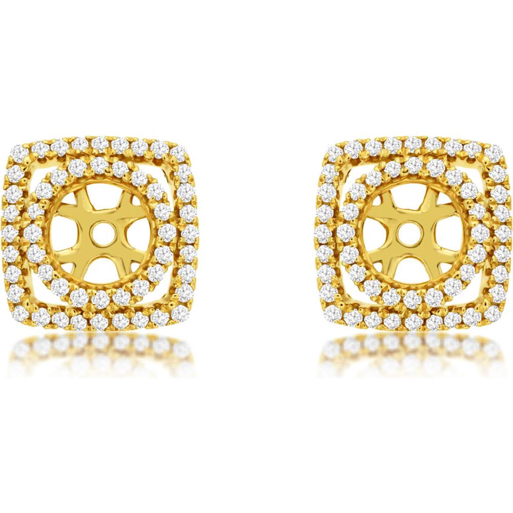 Royal 14K Yellow Gold Diamond Earrings Jackets - 5.5mm Main Stone - 0.31 Carat Total Diamond Weight