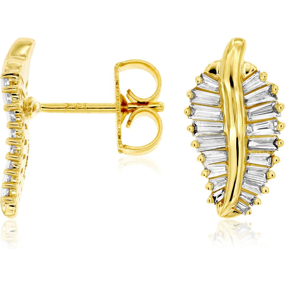 Royal 14K Yellow Gold Diamond Earrings with Baguette-Cut Diamonds - 0.50 Carats Total Diamond Weight