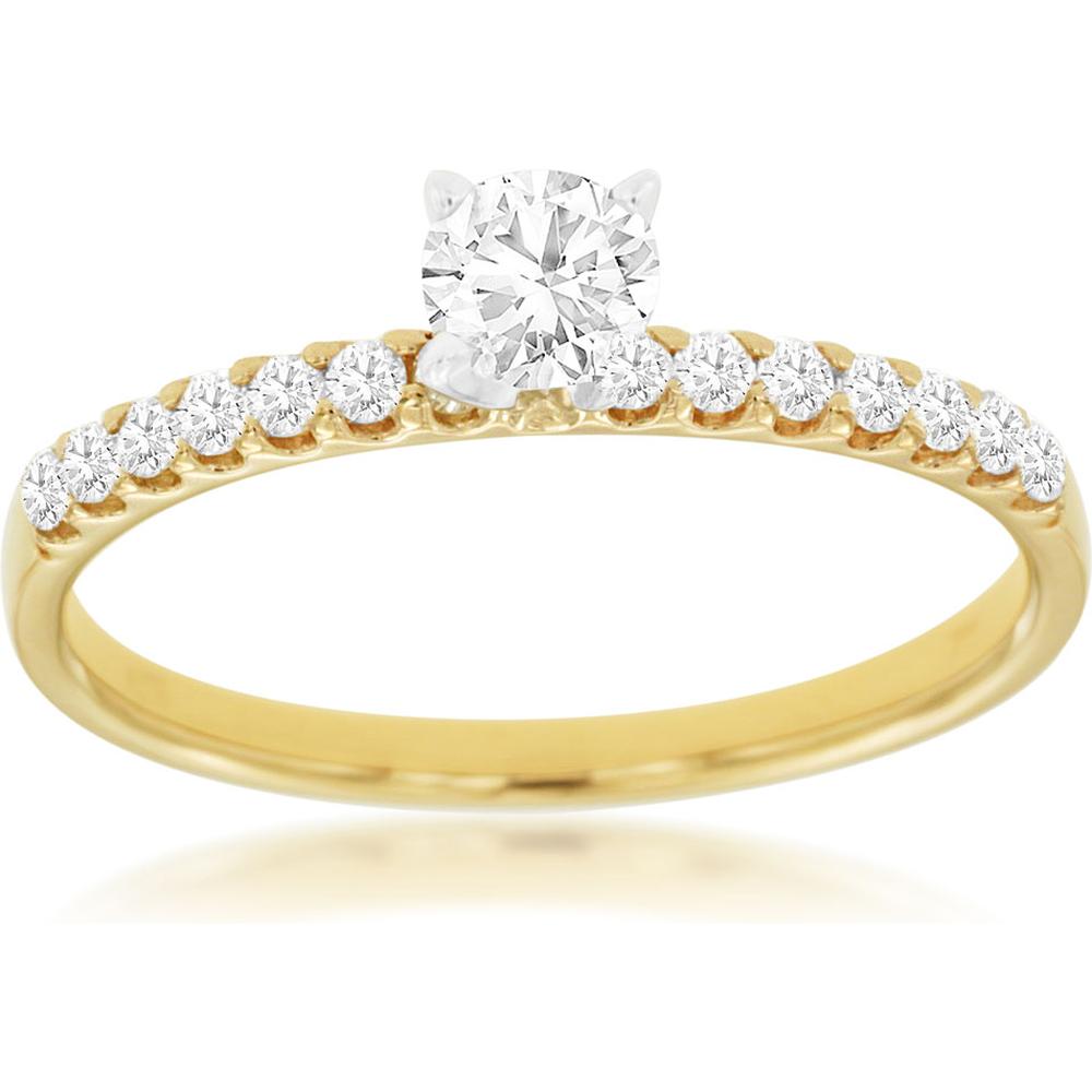Royal 14K Yellow Gold Diamond Engagement Ring - 0.26 Carat Center Diamond, 0.21 Carat Total Weight