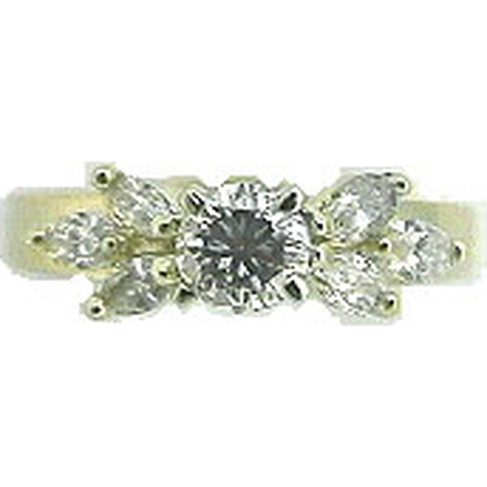 Royal 14K Yellow Gold Diamond Engagement Ring - 0.40 Carat Center with Halo Diamond Accents