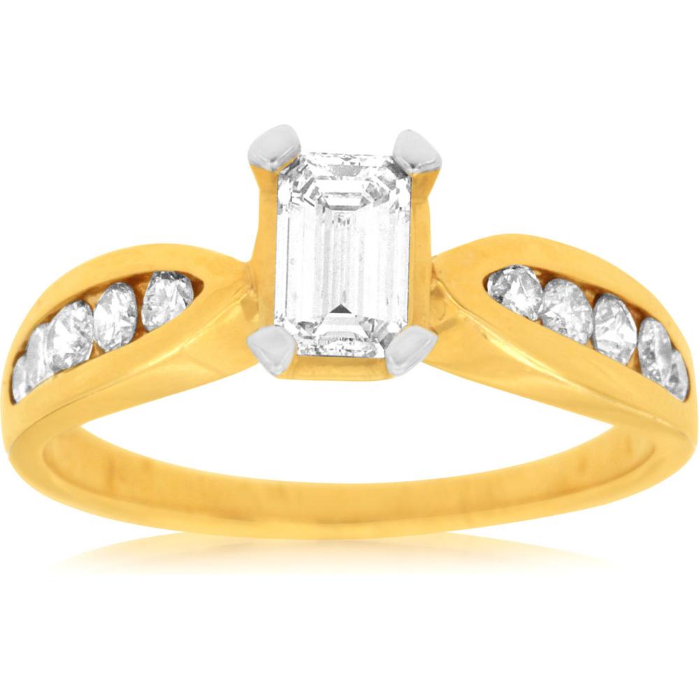 Royal 14K Yellow Gold Diamond Engagement Ring - 0.45 Carat Center Emerald Cut Diamond