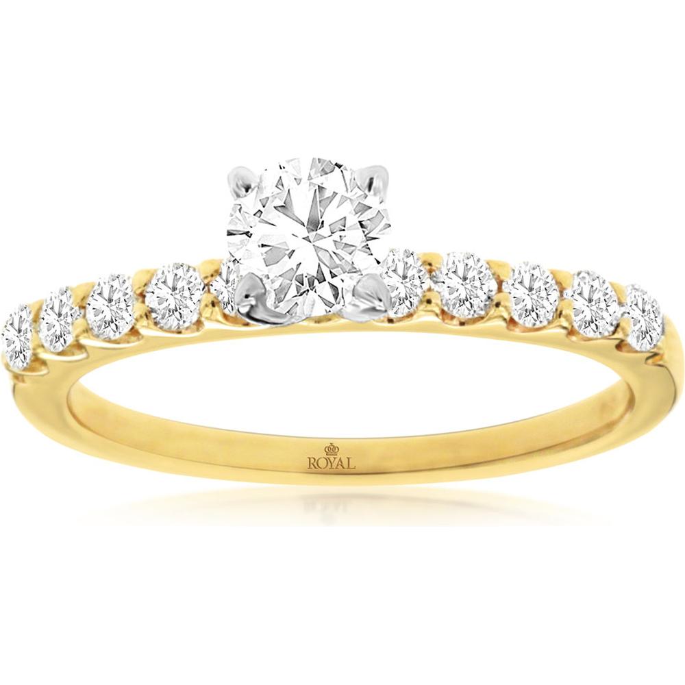 Royal 14K Yellow Gold Diamond Engagement Ring - 0.70 Carat Total Diamond Weight