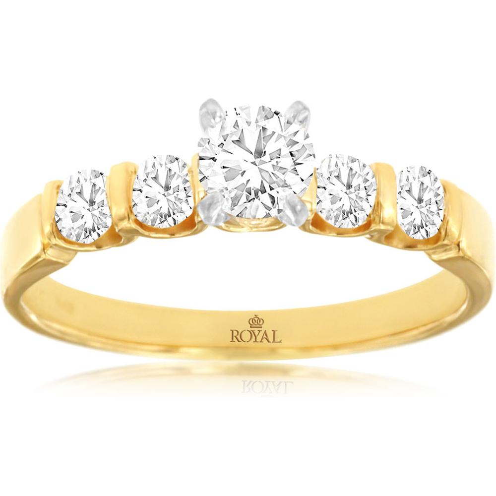 Royal 14K Yellow Gold Diamond Engagement Ring - 0.75 Carat Total Diamond Weight