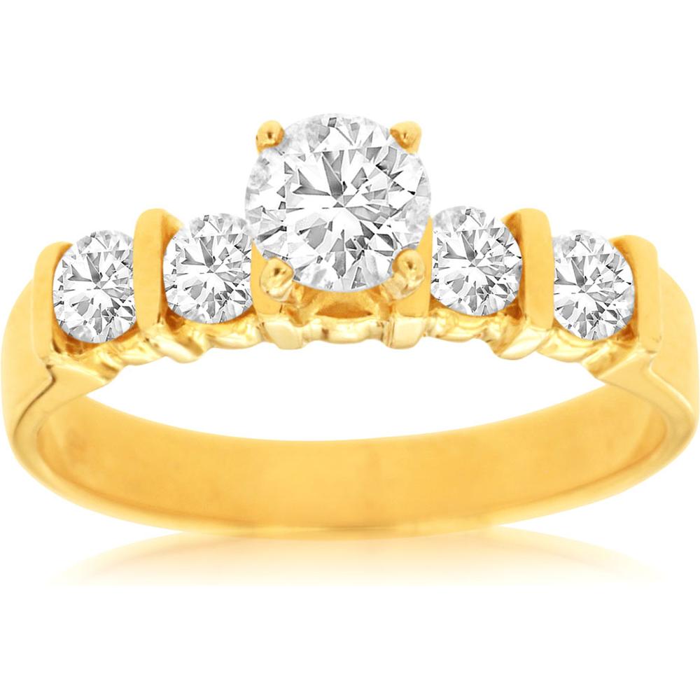 Royal 14K Yellow Gold Diamond Engagement Ring - 0.90 Carat Total Diamond Weight