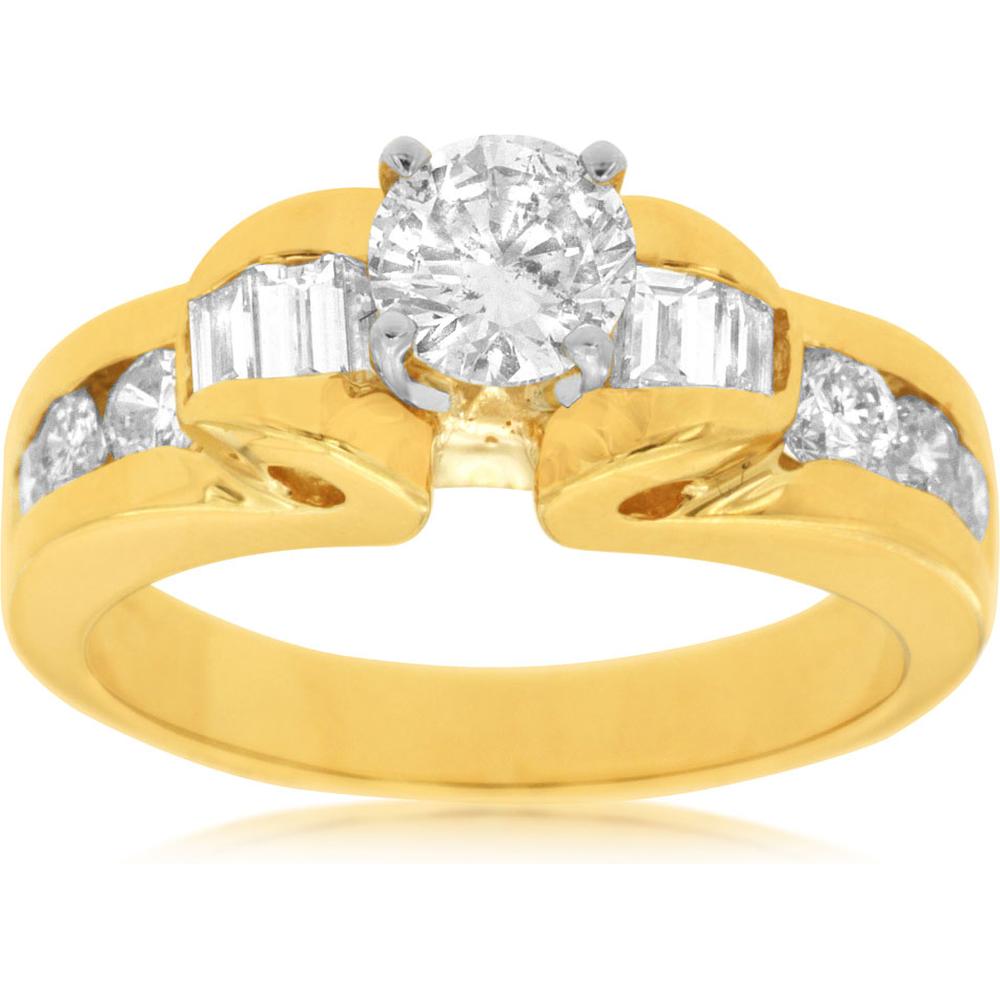 Royal 14K Yellow Gold Diamond Engagement Ring - 1.45 Carat Total Diamond Weight