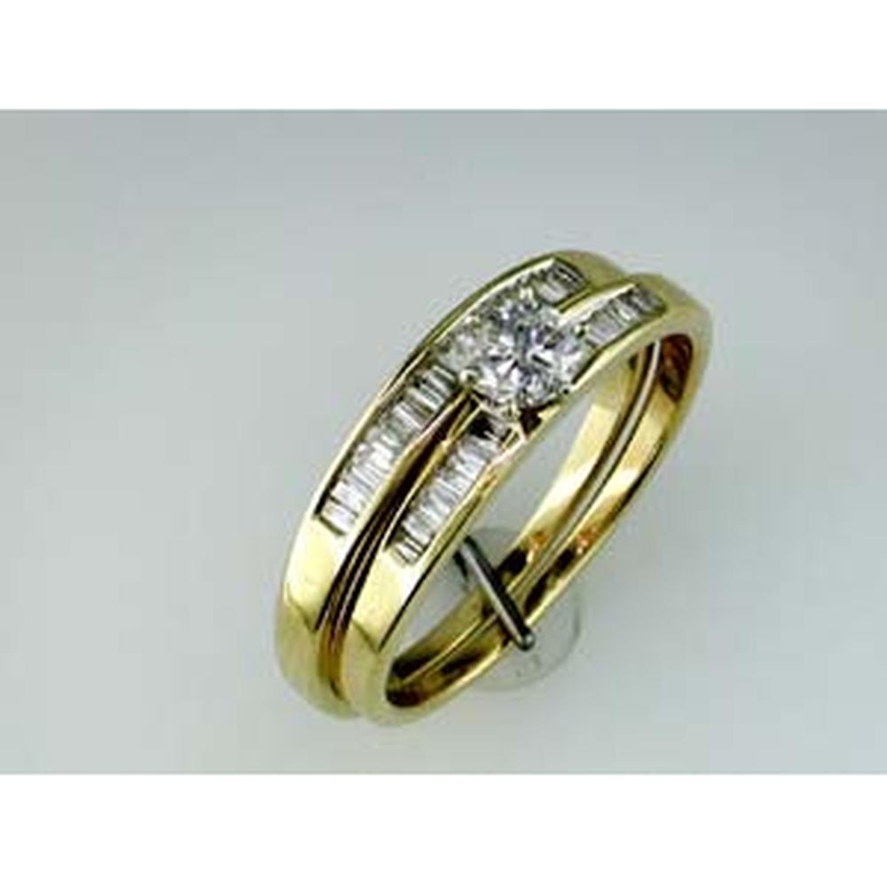 Royal 14K Yellow Gold Diamond Engagement Ring & Band - 0.55 Carat Total Diamond Weight
