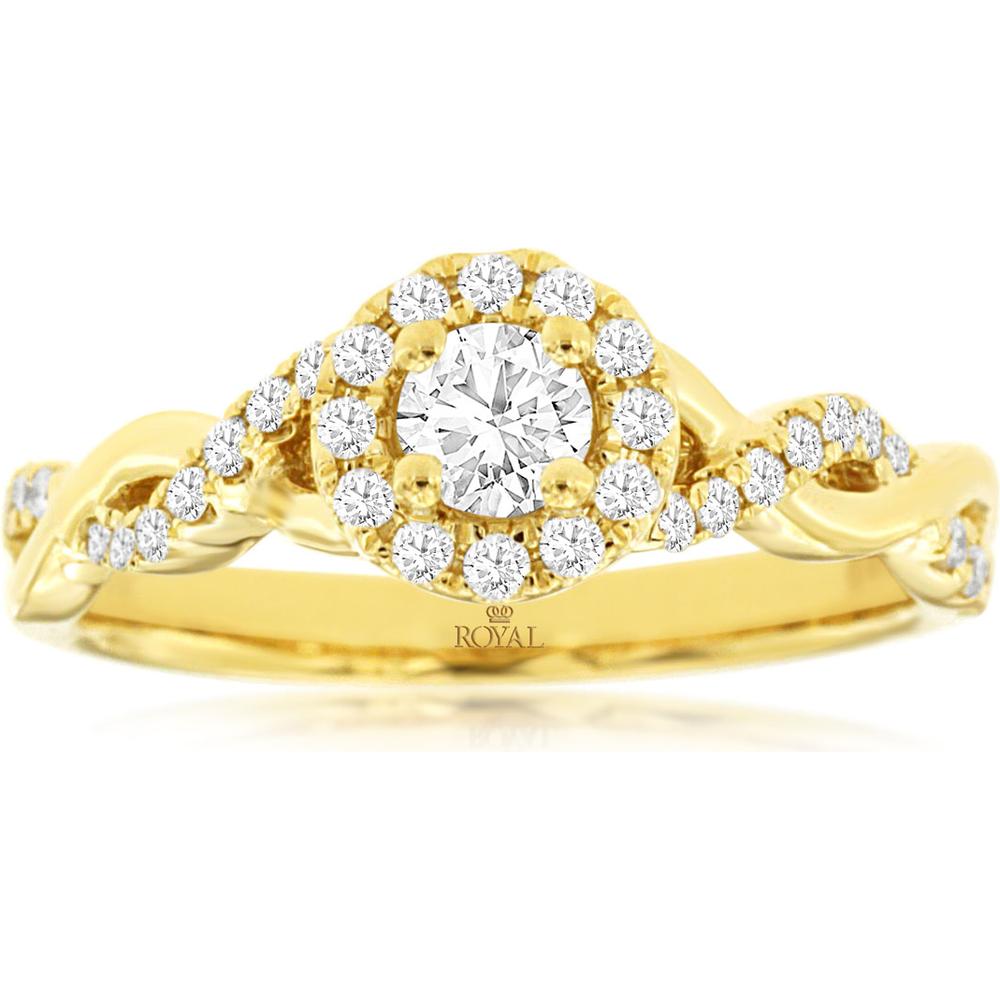 Royal 14K Yellow Gold Diamond Engagement Ring with Twisted Milgrain Band - 0.50 Carat Diamond Weight