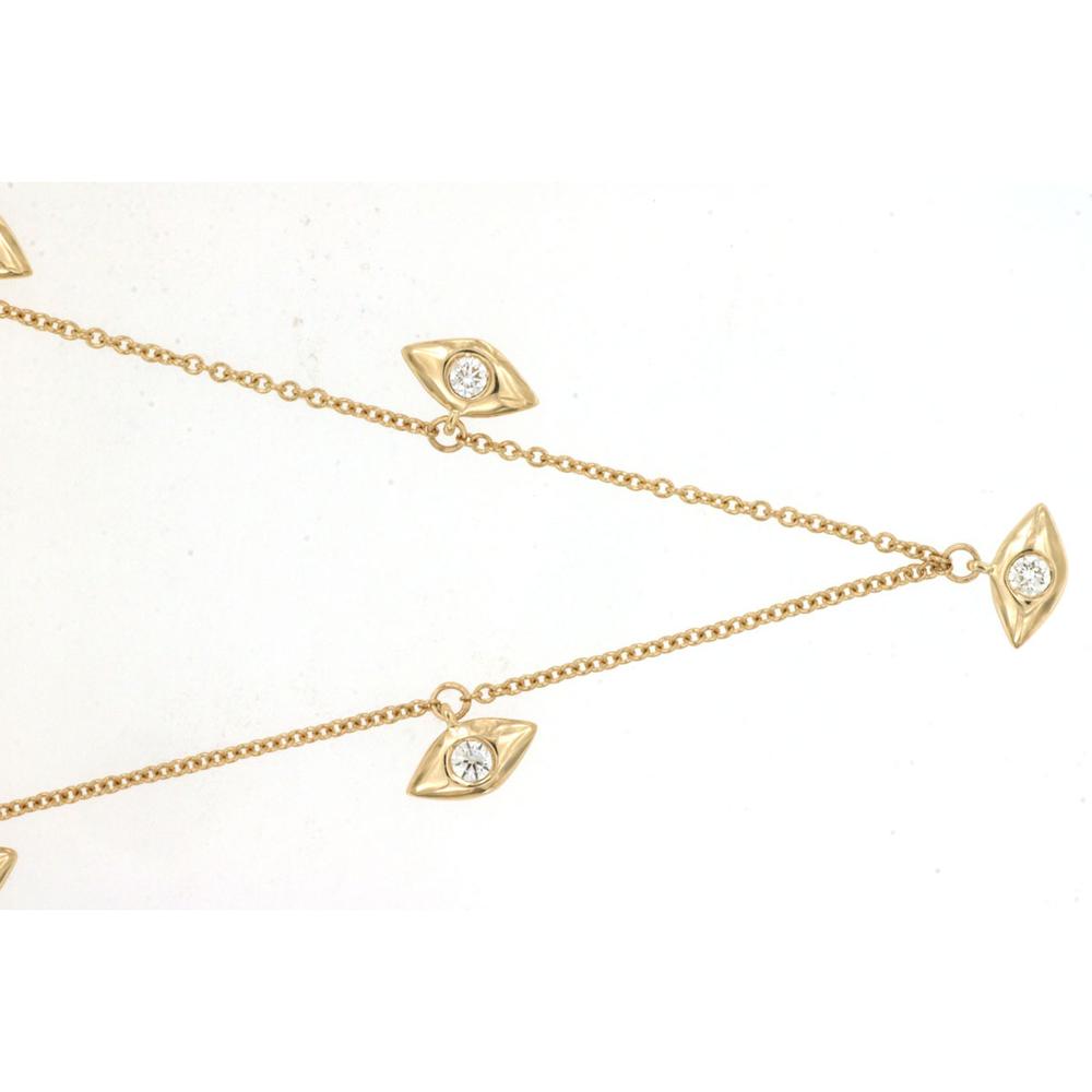 Royal 14K Yellow Gold Diamond Eye Station Necklace - 0.15 Carat Total Diamond Weight