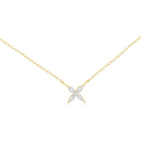 Royal 14K Yellow Gold Diamond Floral Pendant Necklace with Milgrain Detailing - 0.05 Carats Total Diamond Weight