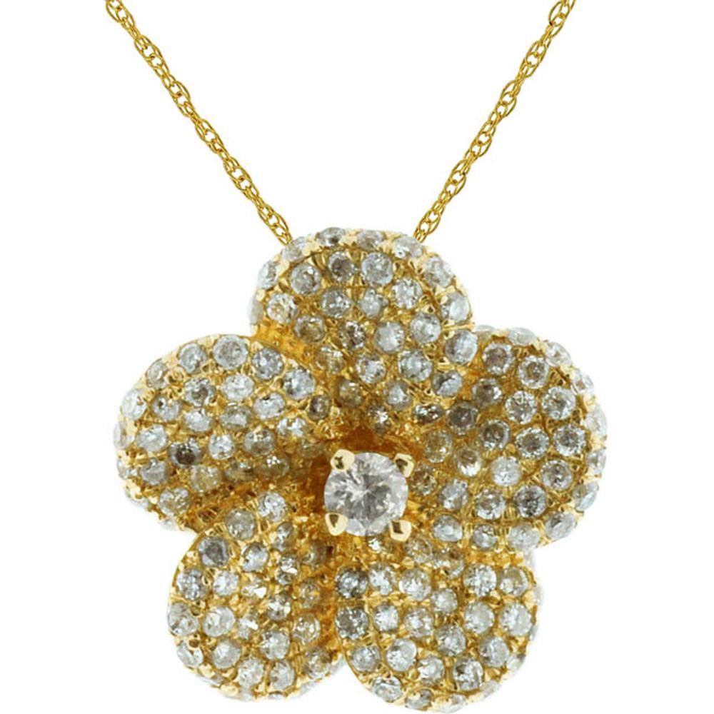 Royal 14K Yellow Gold Diamond Flower Pendant - 0.45 Carat Total Diamond Weight