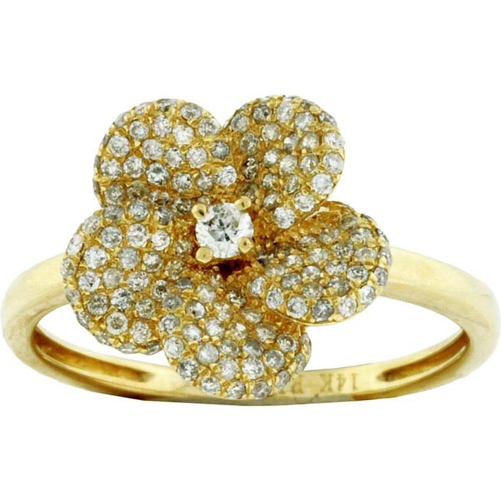 Royal 14K Yellow Gold Diamond Flower Ring - Nature's Splendor