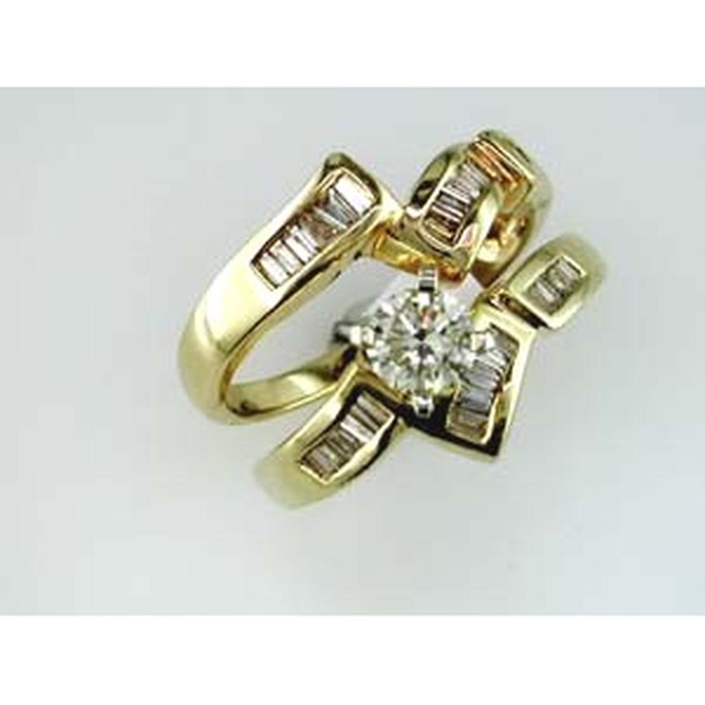 Royal 14K Yellow Gold Diamond Halo Engagement Ring - 0.42 Carat Center