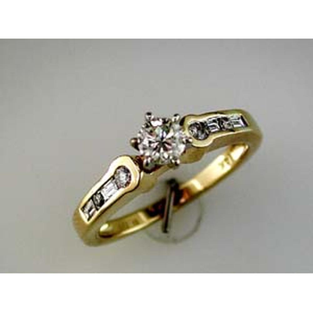 Royal 14K Yellow Gold Diamond Halo Engagement Ring - 0.60 Carat Total Diamond Weight