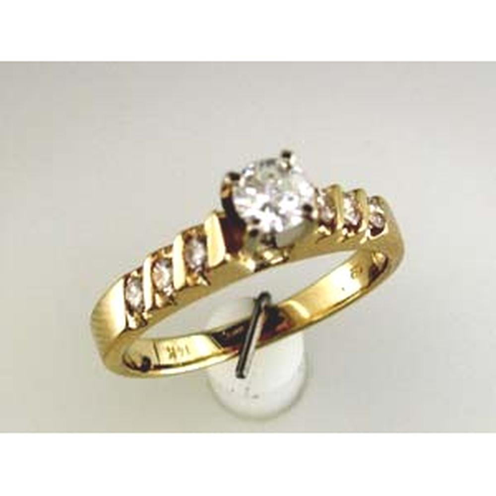 Royal 14K Yellow Gold Diamond Halo Engagement Ring - 0.62 Carat Total Diamond Weight