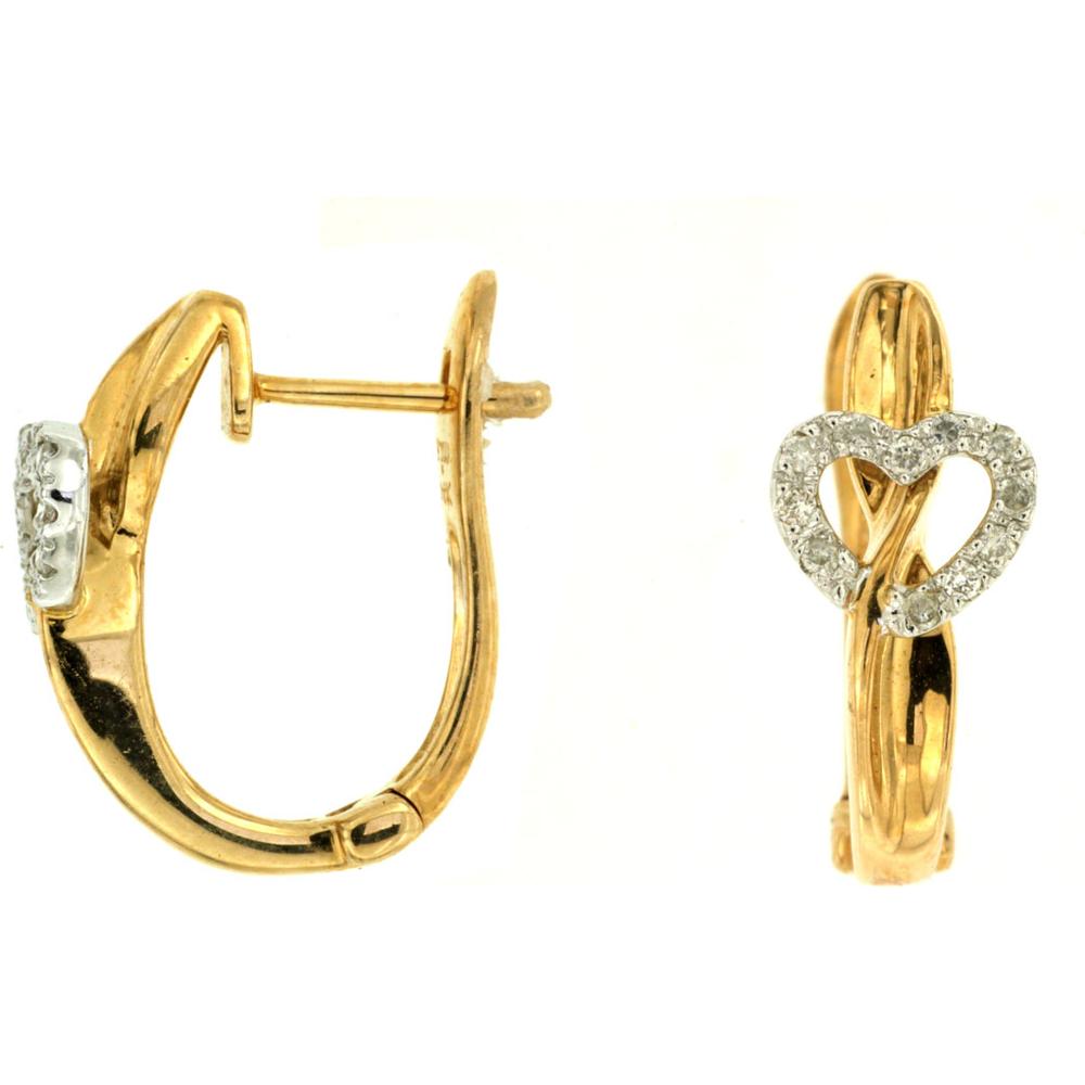 Royal 14K Yellow Gold Diamond Heart Earrings - 0.14 Carat Total Diamond Weight