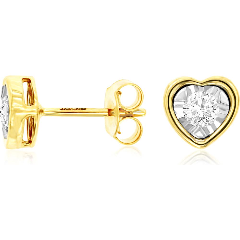 Royal 14K Yellow Gold Diamond Heart Earrings - 0.30 Carat Total Diamond Weight