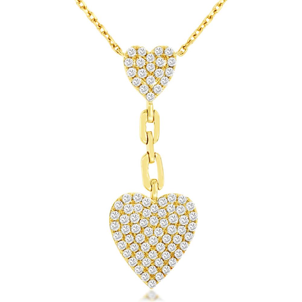 Royal 14K Yellow Gold Diamond Heart Necklace with 0.54 Carat s of Brilliant Diamonds