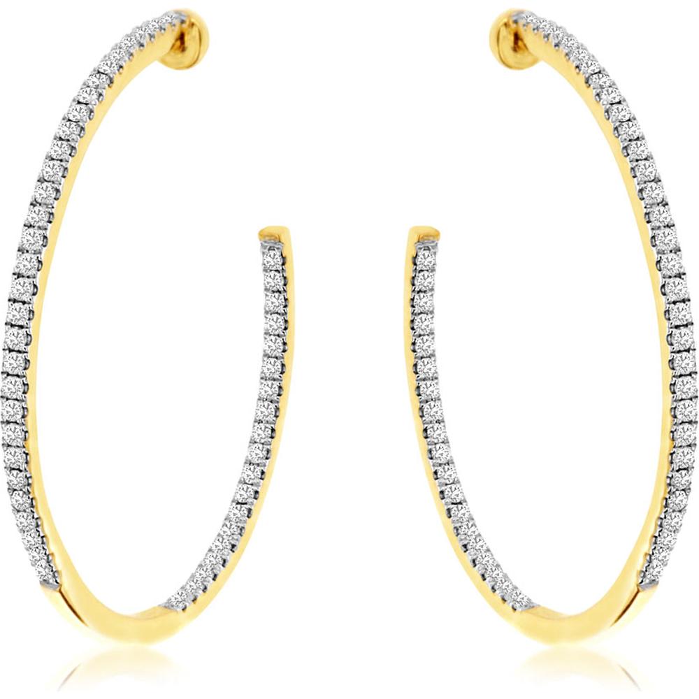 Royal 14K Yellow Gold Diamond Hoop Earrings - 0.30 Carats Total Diamond Weight