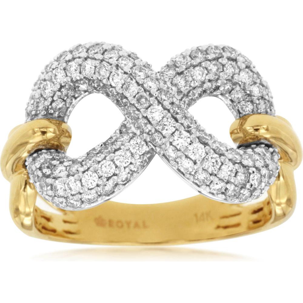 Royal 14K Yellow Gold Diamond Infinity Ring - 0.93 Carats Total Diamond Weight