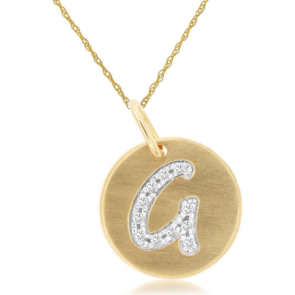 Royal 14K Yellow Gold Diamond Initial Pendant Necklace - Elegant "G" Design