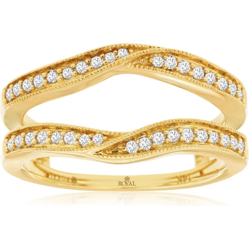 Royal 14K Yellow Gold Diamond Insert Ring with Milgrain Detailing - 0.25 Carat Total Diamond Weight