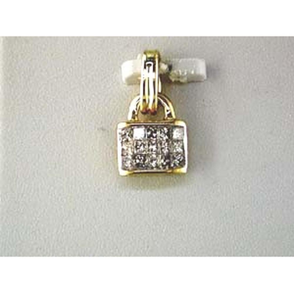 Royal 14K Yellow Gold Diamond Lock Pendant - Exquisite Oval-Shaped Necklace