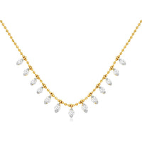 Royal 14K Yellow Gold Diamond Necklace 13 Station - 0.50 Carat Total Diamond Weight