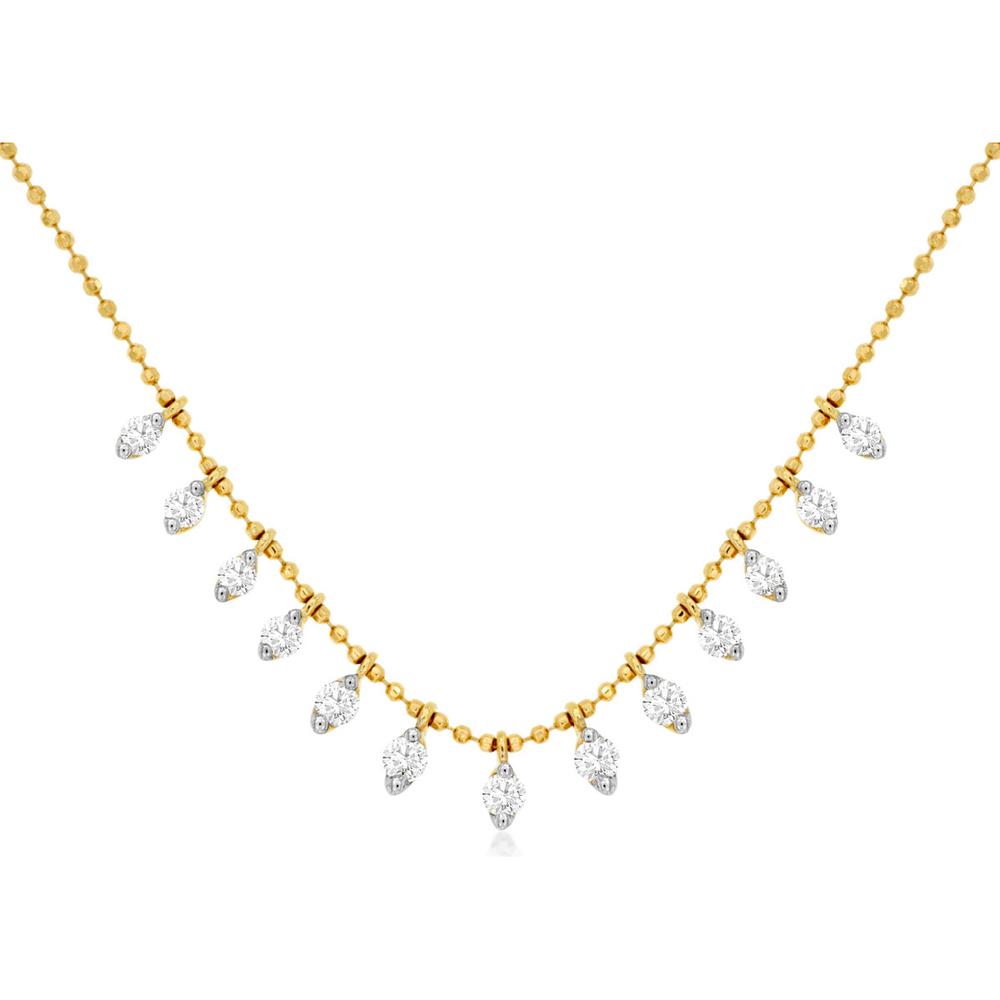 Royal 14K Yellow Gold Diamond Necklace 13 Station - 0.50 Carat Total Diamond Weight