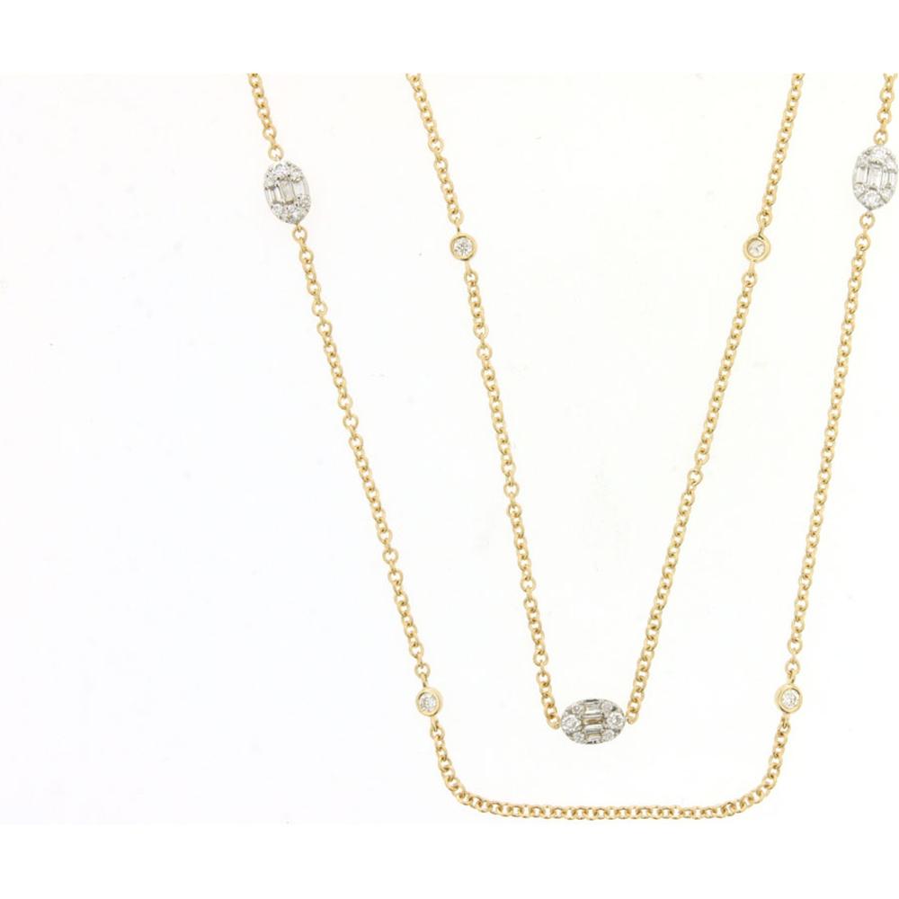 Royal 14K Yellow Gold Diamond Necklace with 0.96 Carat Total Weight
