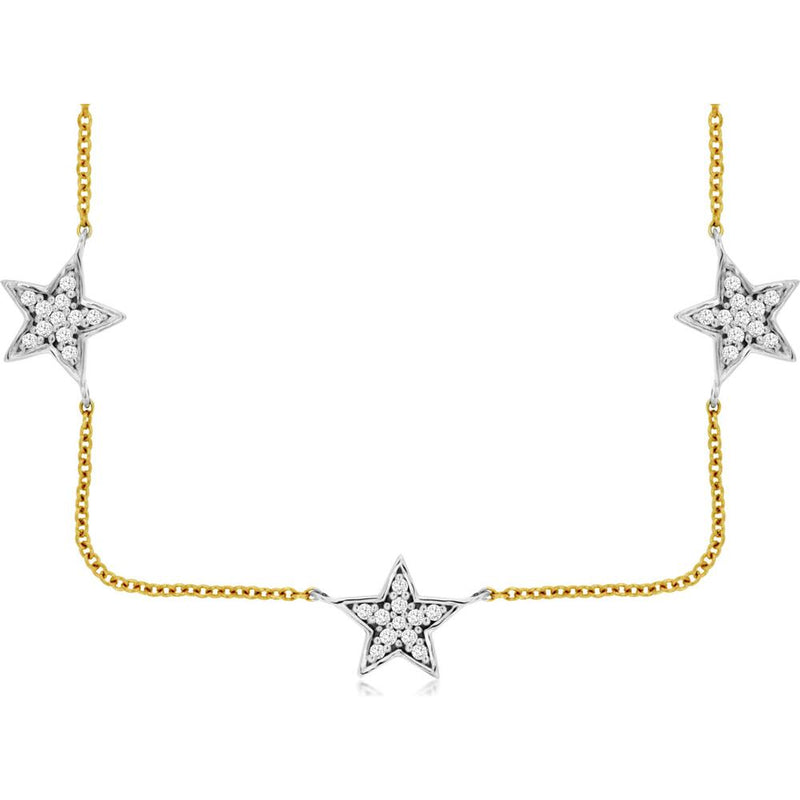 Royal 14K Yellow Gold Diamond Necklace with 7 Stations - 0.35 Carat Total Diamond Weight