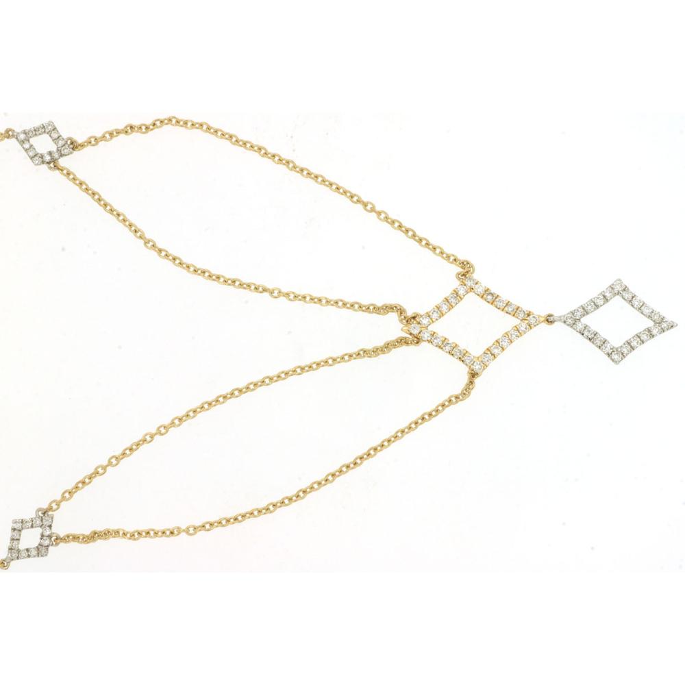 Royal 14K Yellow Gold Diamond Necklace with Geometric Square Motifs - 0.50 Carats Total Diamond Weight
