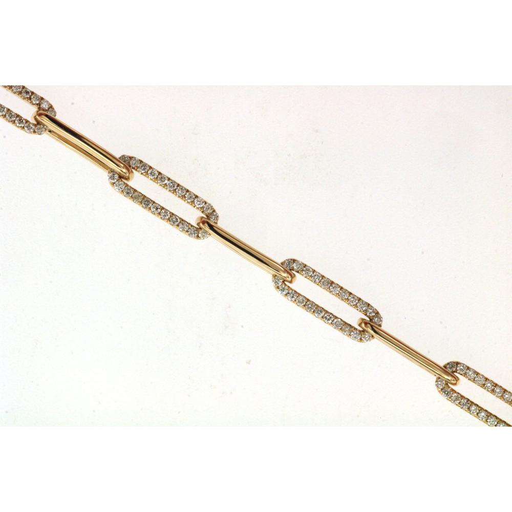 Royal 14K Yellow Gold Diamond Paperclip Bracelet - 0.90 Carat Total Diamond Weight
