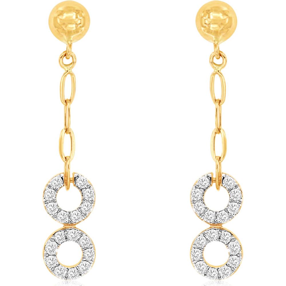 Royal 14K Yellow Gold Diamond Paperclip Earrings with Round Halo Diamonds - 0.57 Carats Total Diamond Weight