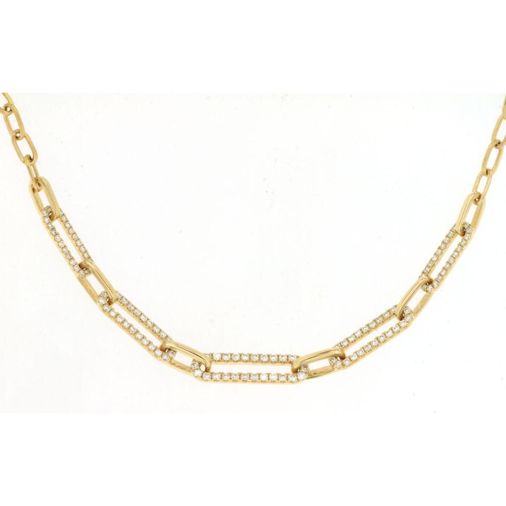 Royal 14K Yellow Gold Diamond Paperclip Necklace - 0.71 Carat Total Diamond Weight