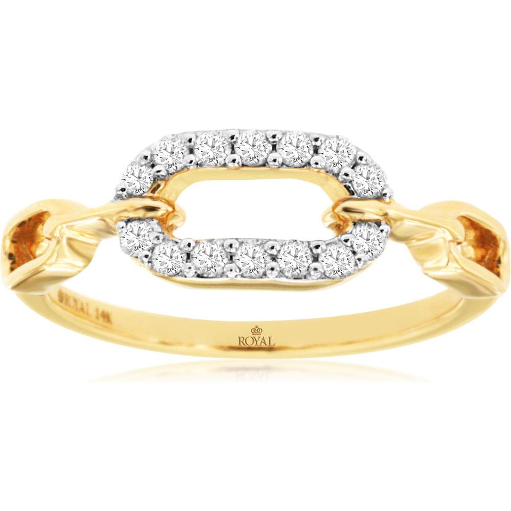 Royal 14K Yellow Gold Diamond Paperclip Ring - 0.21 Carats Total Diamond Weight