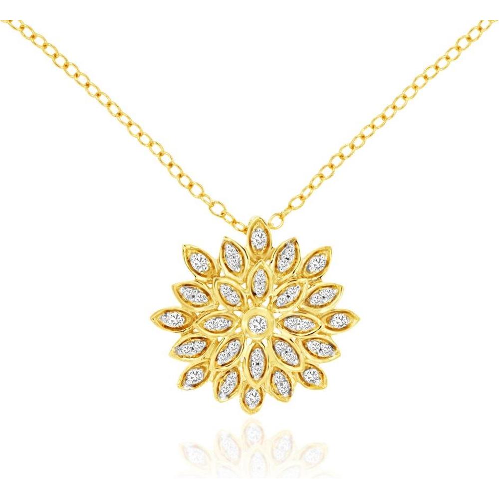 Royal 14K Yellow Gold Diamond Pendant - 0.12 Carats Total Diamond Weight