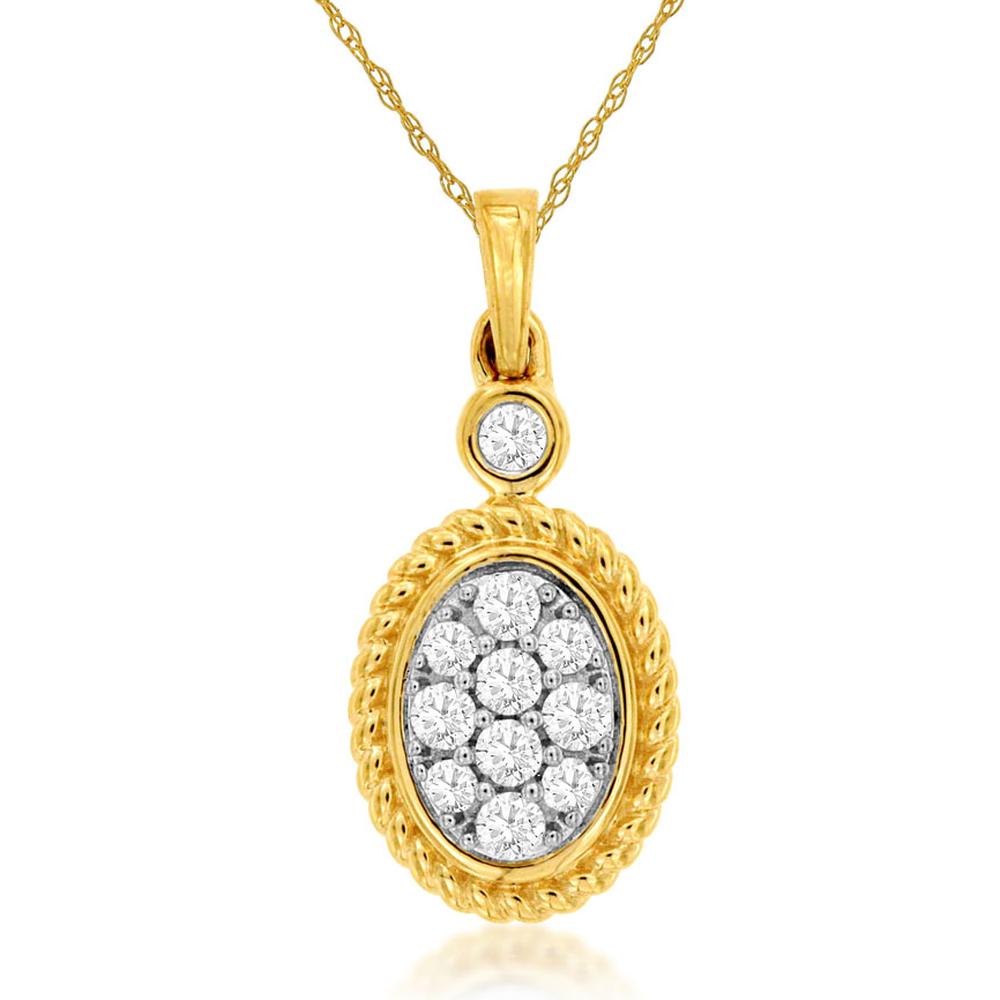 Royal 14K Yellow Gold Diamond Pendant - Sparkling Elegance