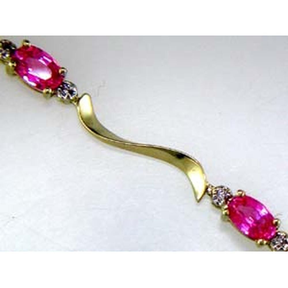 Royal 14K Yellow Gold Diamond Pink Sapphire Bracelet - Radiant Elegance