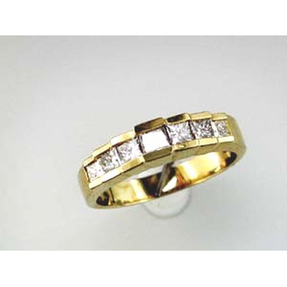 Royal 14K Yellow Gold Diamond Princess Cut Wedding Band - 0.85 Carat Total Diamond Weight