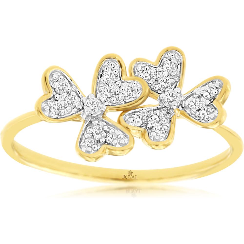 Royal 14K Yellow Gold Diamond Ring - 0.15 Carat Total Diamond Weight
