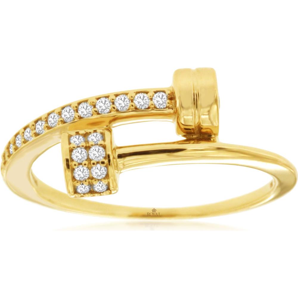 Royal 14K Yellow Gold Diamond Ring - 0.22 Carat Total Diamond Weight