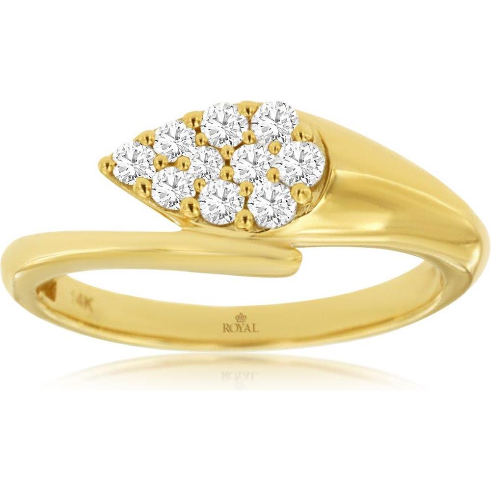 Royal 14K Yellow Gold Diamond Ring with Pear-Shaped Cluster - 0.30 Carat Total Diamond Weight