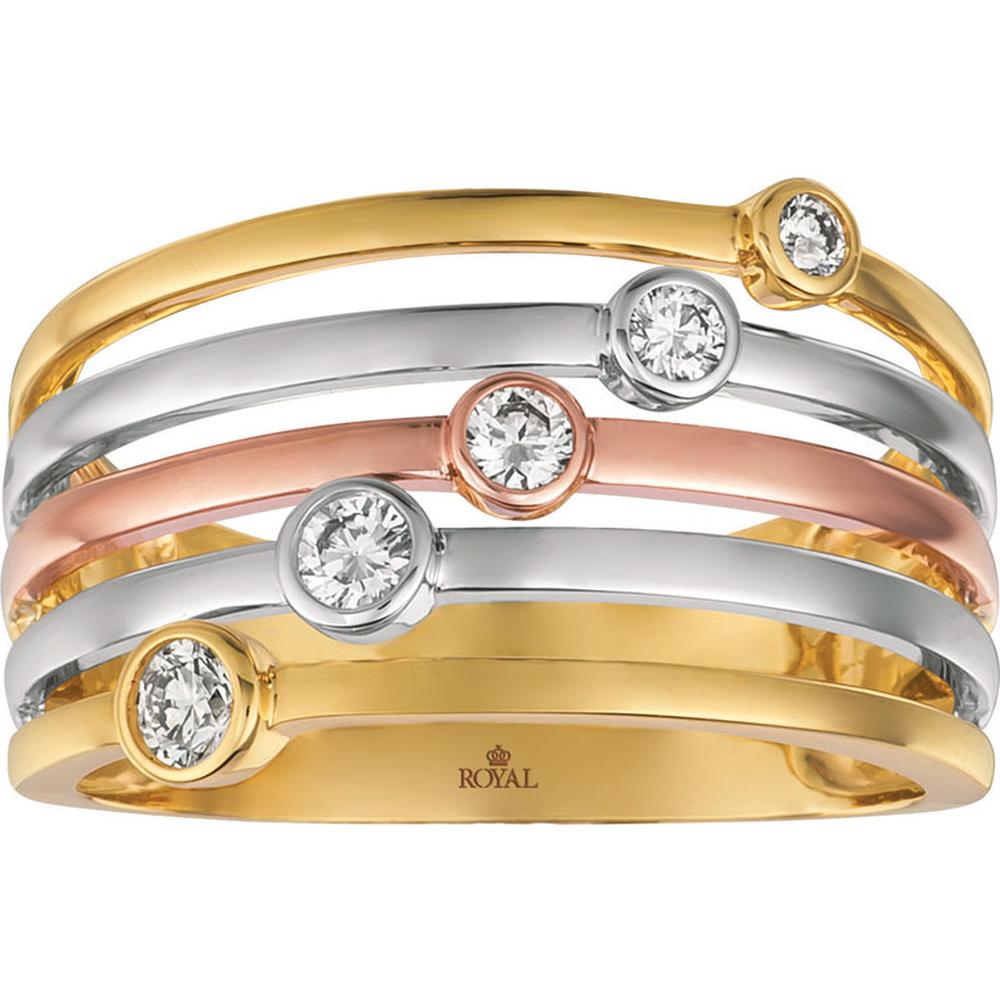 Royal 14K Yellow Gold Diamond Ring with Prong Set Round Diamonds - 0.23 Carats Total Diamond Weight