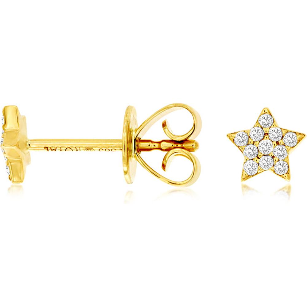 Royal 14K Yellow Gold Diamond Star Earrings - 0.10 Carat Total Diamond Weight