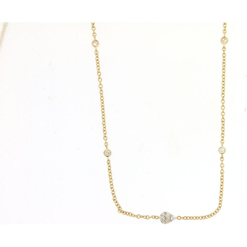 Royal 14K Yellow Gold Diamond Station Necklace - 1.07 Carat Total Diamond Weight