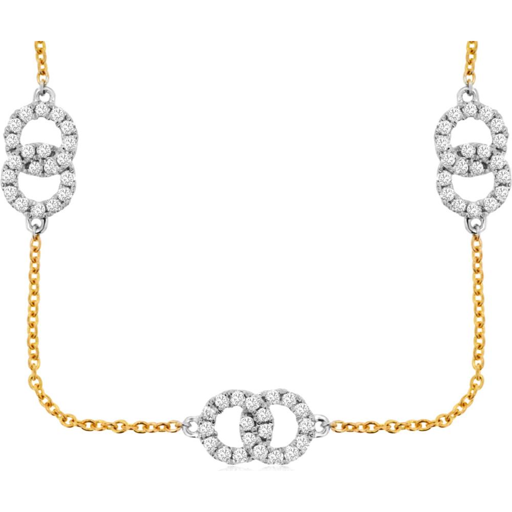 Royal 14K Yellow Gold Diamond Station Necklace - 1.30 Carat Total Diamond Weight