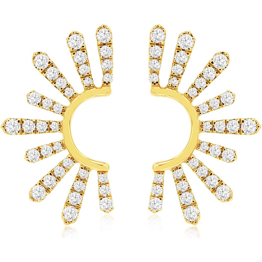 Royal 14K Yellow Gold Diamond Sunburst Earrings - 0.50 Carats Total Diamond Weight