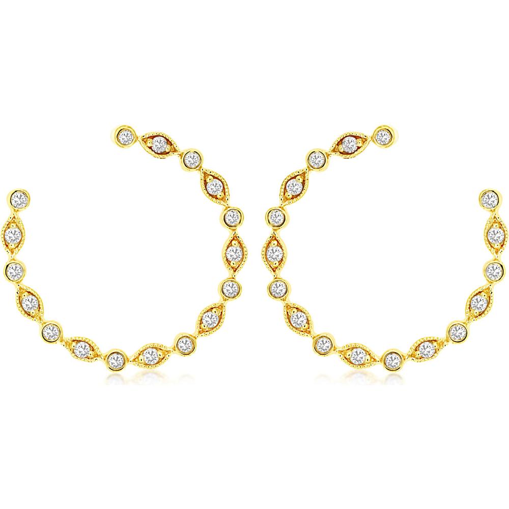 Royal 14K Yellow Gold Diamond Swirl Earrings - 0.40 Carats Total Diamond Weight